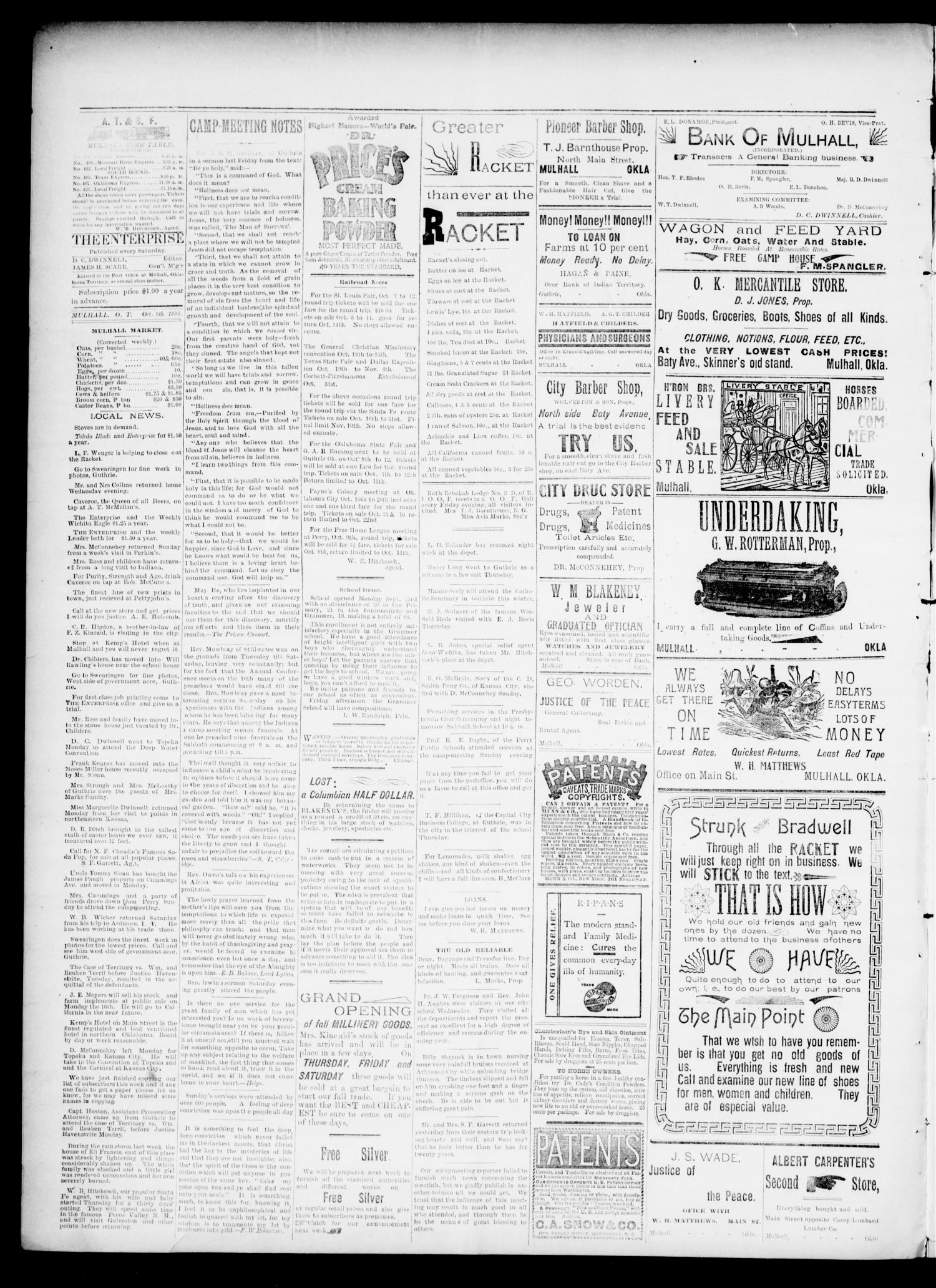 The Mulhall Enterprise. (Mulhall, Okla. Terr.), Vol. 2, No. 40, Ed. 1 Saturday, October 5, 1895
                                                
                                                    [Sequence #]: 4 of 8
                                                