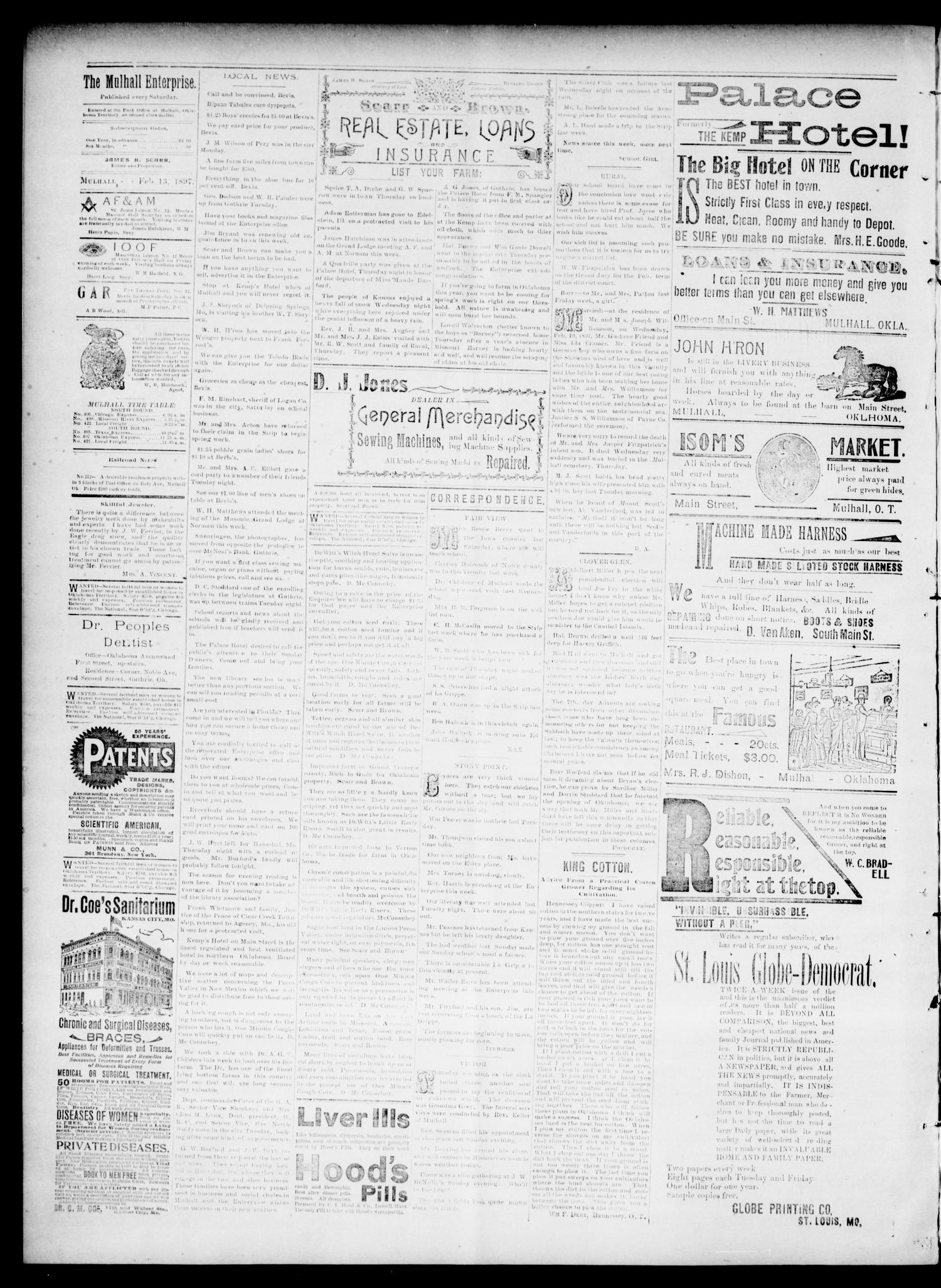 The Mulhall Enterprise. (Mulhall, Okla. Terr.), Vol. 4, No. 6, Ed. 1 Saturday, February 13, 1897
                                                
                                                    [Sequence #]: 4 of 4
                                                