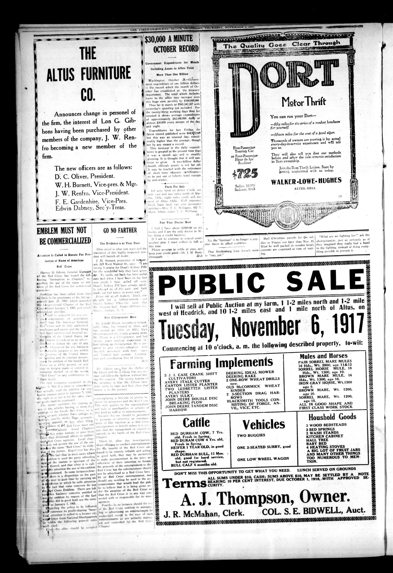 The Times-Democrat (Altus, Okla.), Vol. 15, No. 44, Ed. 1 Thursday, November 1, 1917
                                                
                                                    [Sequence #]: 4 of 12
                                                