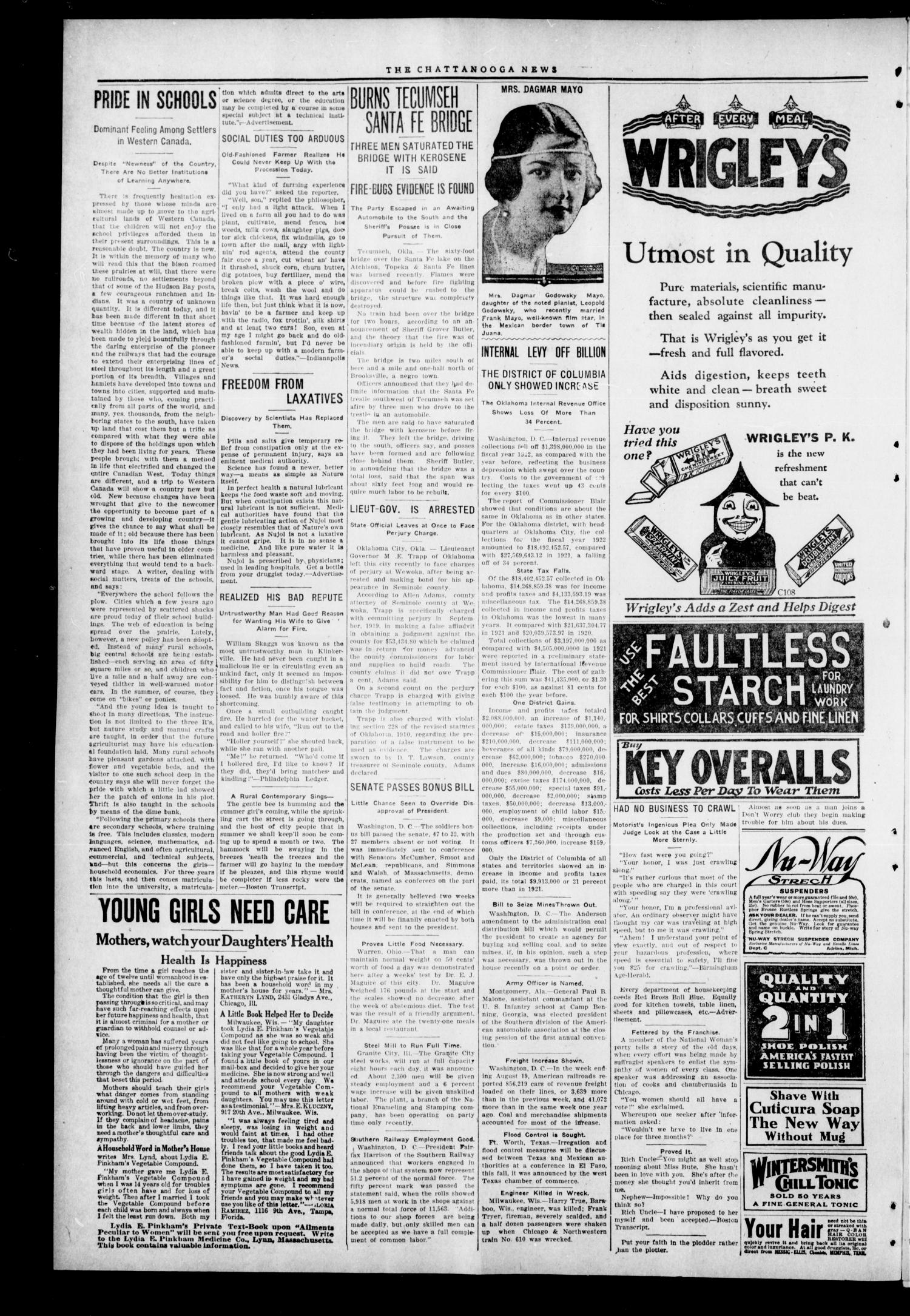 The Chattanooga News. (Chattanooga, Okla.), Vol. 17, No. 28, Ed. 1 Thursday, September 7, 1922
                                                
                                                    [Sequence #]: 2 of 6
                                                