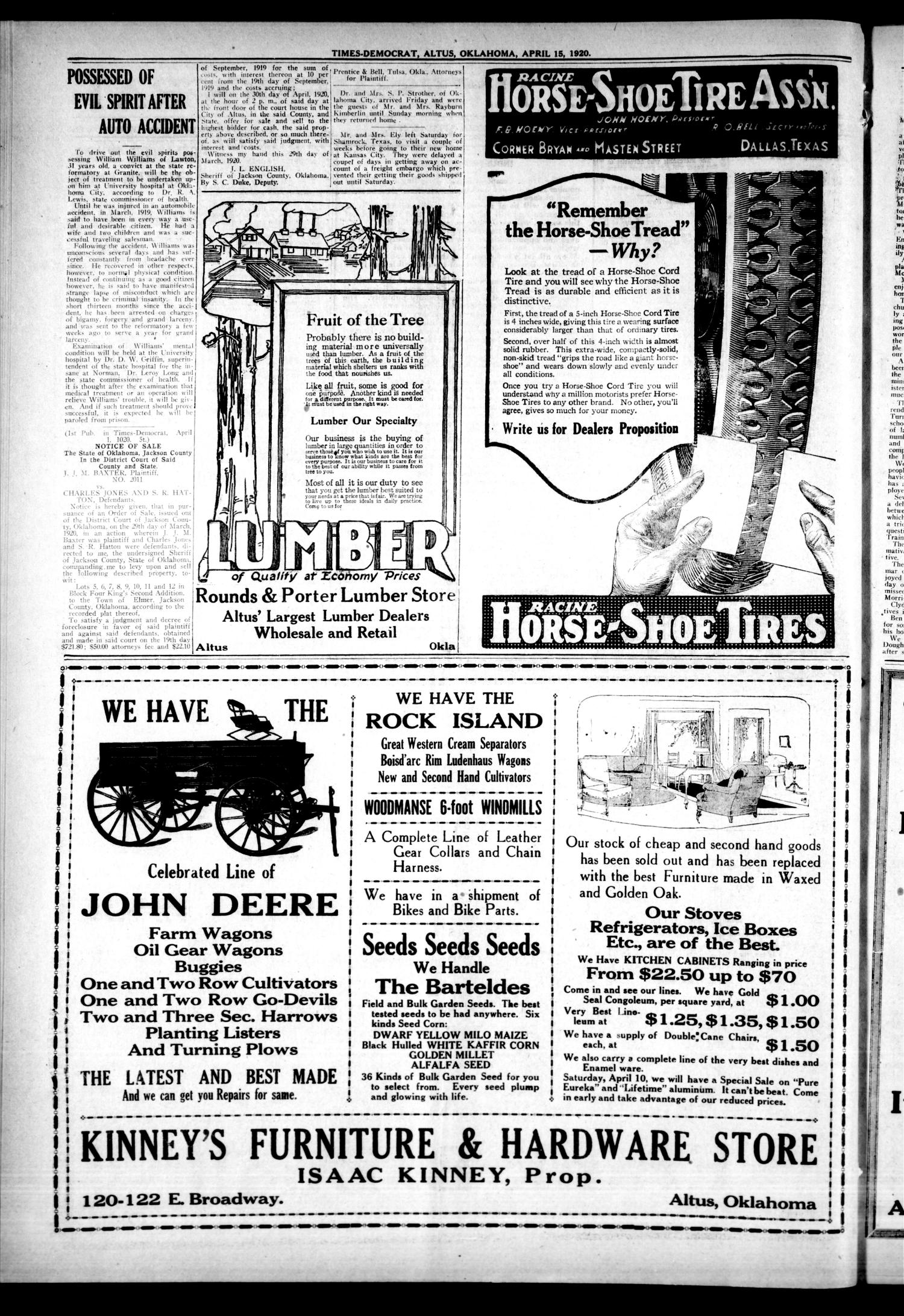 The Altus Times-Democrat (Altus, Okla.), Vol. 18, No. 16, Ed. 1 Thursday, April 15, 1920
                                                
                                                    [Sequence #]: 2 of 12
                                                