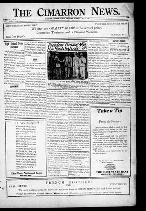The Cimarron News. (Boise City, Okla.), Vol. 24, No. 14, Ed. 1 Thursday, November 3, 1921