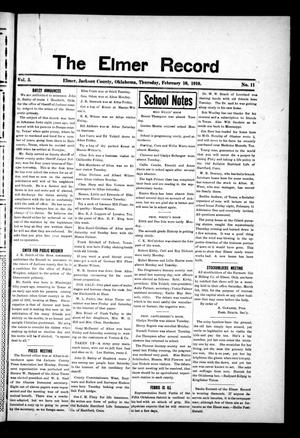 The Elmer Record (Elmer, Okla.), Vol. 3, No. 11, Ed. 1 Thursday, February 10, 1910