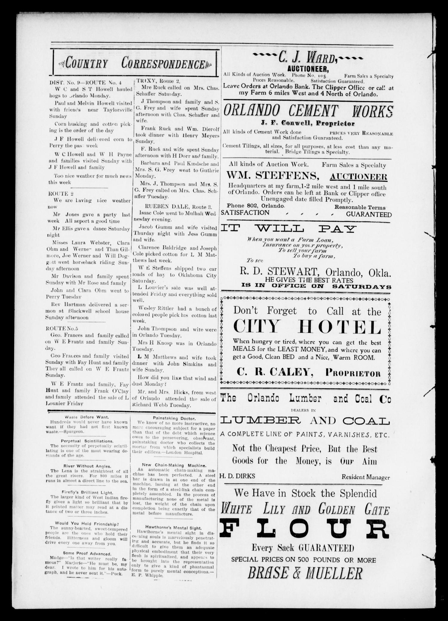 The Orlando Clipper. (Orlando, Okla.), Vol. 3, No. 1, Ed. 1 Friday, November 27, 1908
                                                
                                                    [Sequence #]: 4 of 14
                                                