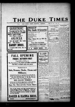 Primary view of object titled 'The Duke Times (Duke, Okla.), Vol. 8, No. 15, Ed. 1 Thursday, September 30, 1915'.