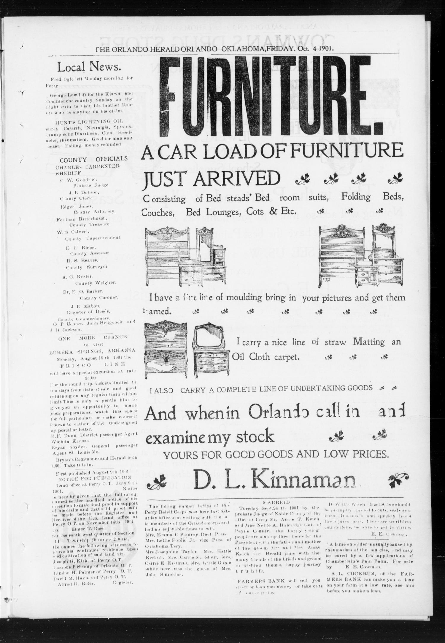 The Herald. (Orlando, Okla.), Vol. 11, No. 16, Ed. 1 Friday, October 4, 1901
                                                
                                                    [Sequence #]: 5 of 12
                                                