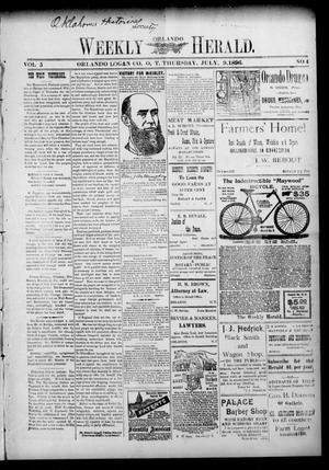 Primary view of object titled 'Weekly Orlando Herald. (Orlando, Okla. Terr.), Vol. 5, No. 4, Ed. 1 Thursday, July 9, 1896'.