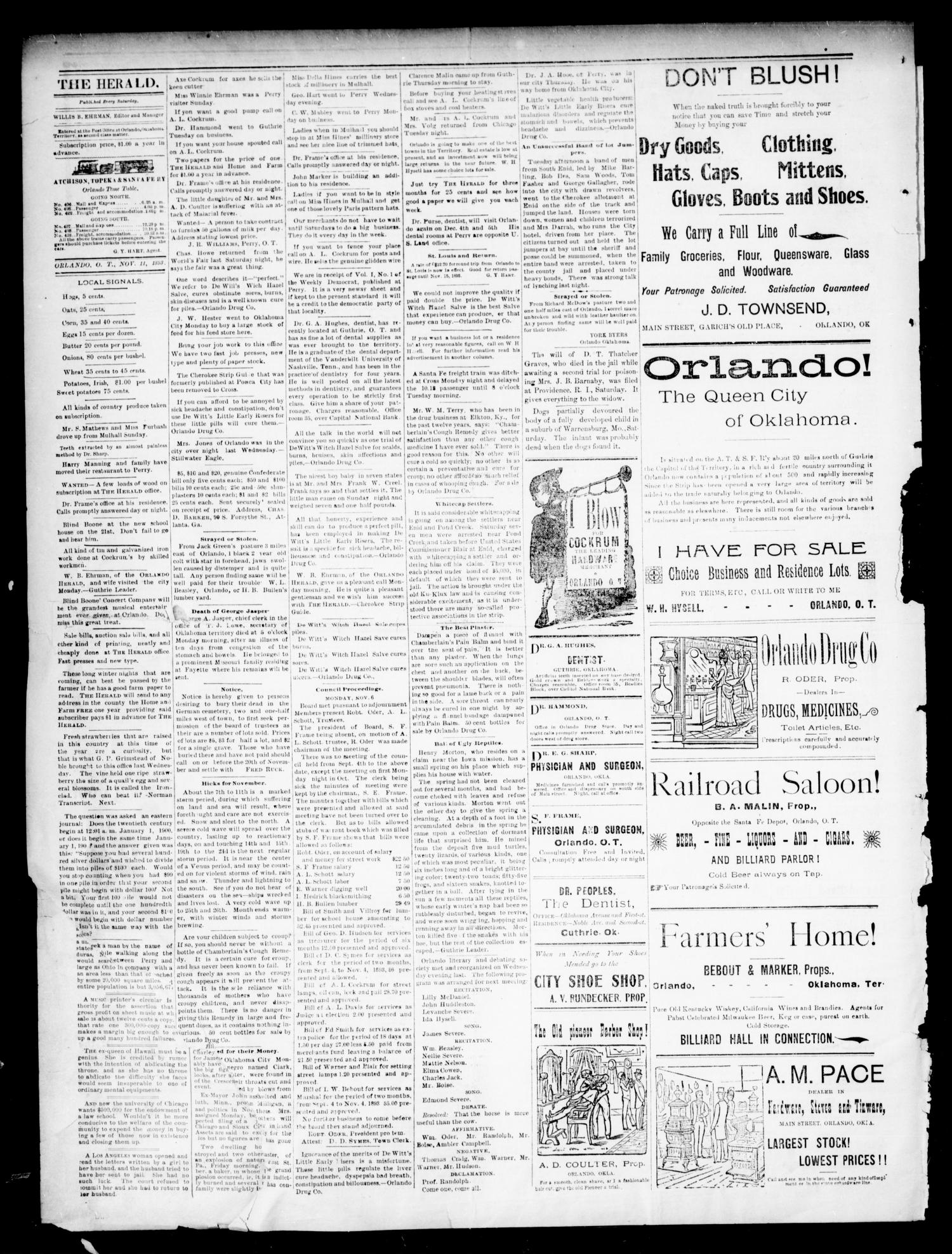 Weekly Orlando Herald. (Orlando, Okla. Terr.), Vol. 2, No. 21, Ed. 1 Saturday, November 11, 1893
                                                
                                                    [Sequence #]: 4 of 4
                                                