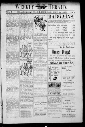 Primary view of object titled 'Weekly Orlando Herald. (Orlando, Okla. Terr.), Vol. 6, No. 6, Ed. 1 Thursday, July 22, 1897'.