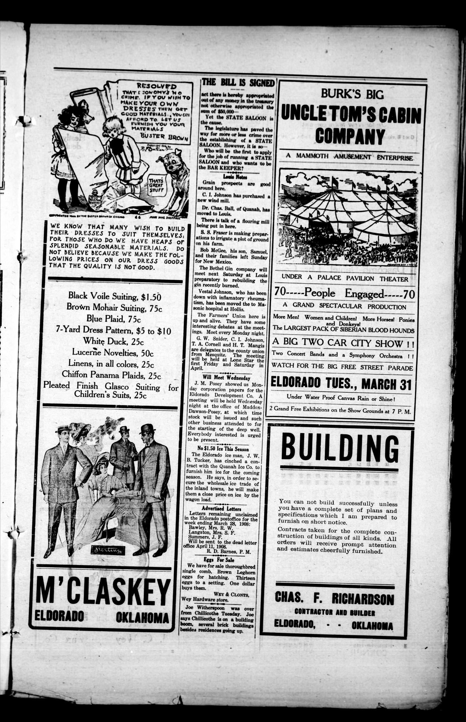 Eldorado Courier (Eldorado, Okla.), Vol. 6, No. 35, Ed. 1 Friday, March 27, 1908
                                                
                                                    [Sequence #]: 3 of 8
                                                