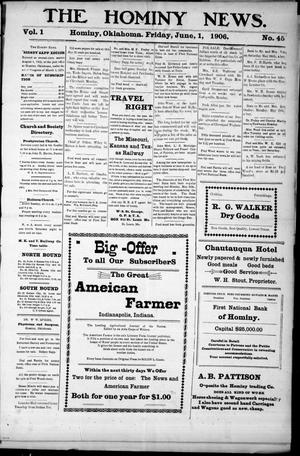 The Hominy News. (Hominy, Okla.), Vol. 1, No. 45, Ed. 1 Friday, June 1, 1906