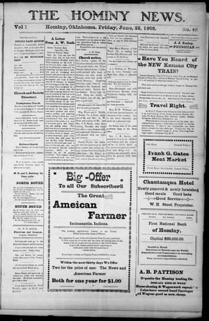 The Hominy News. (Hominy, Okla.), Vol. 1, No. 48, Ed. 1 Friday, June 22, 1906