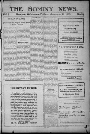 The Hominy News. (Hominy, Okla.), Vol. 2, No. 24, Ed. 1 Friday, January 11, 1907