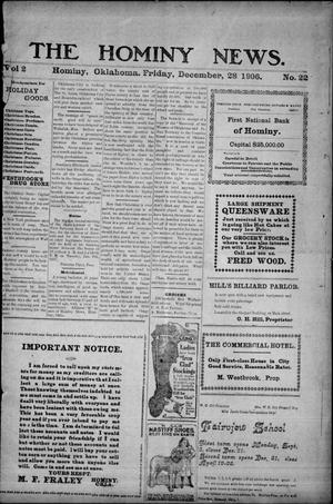 The Hominy News. (Hominy, Okla.), Vol. 2, No. 22, Ed. 1 Friday, December 28, 1906