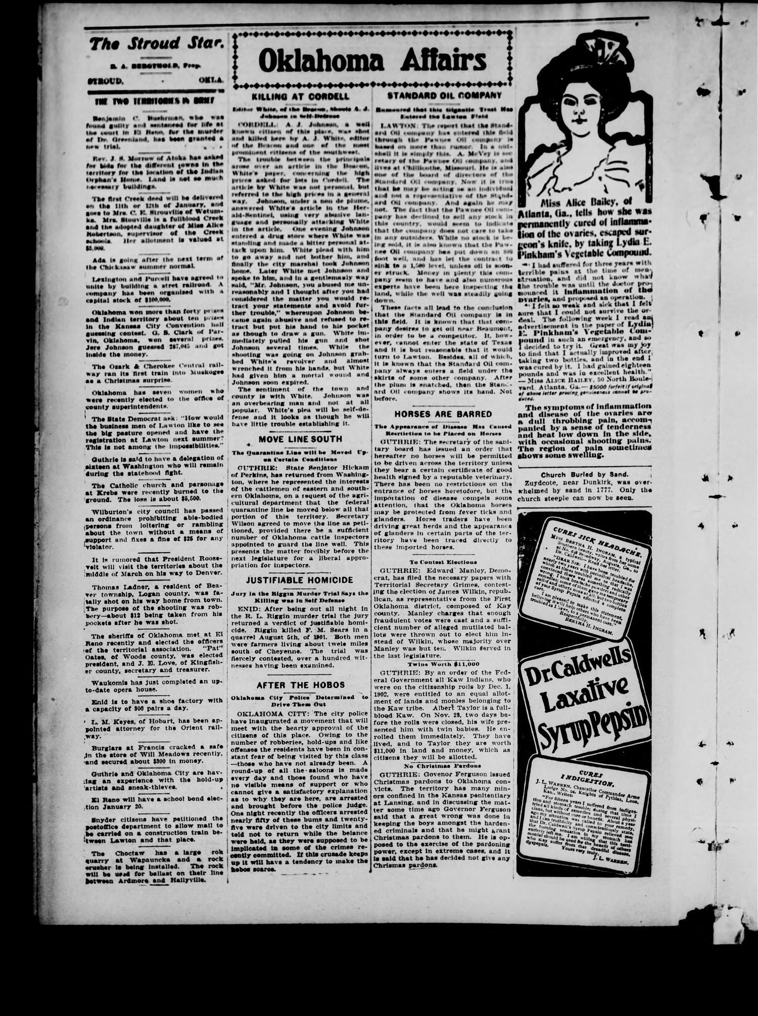 The Stroud Star. (Stroud, Okla.), Vol. 5, No. 44, Ed. 1 Friday, January 2, 1903
                                                
                                                    [Sequence #]: 4 of 16
                                                