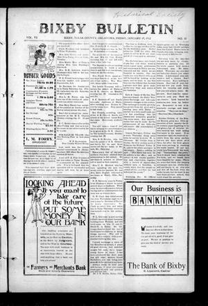Primary view of object titled 'Bixby Bulletin (Bixby, Okla.), Vol. 7, No. 50, Ed. 1 Friday, January 19, 1912'.