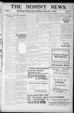 The Hominy News. (Hominy, Okla.), Vol. 2, No. 1, Ed. 1 Friday, July 27, 1906