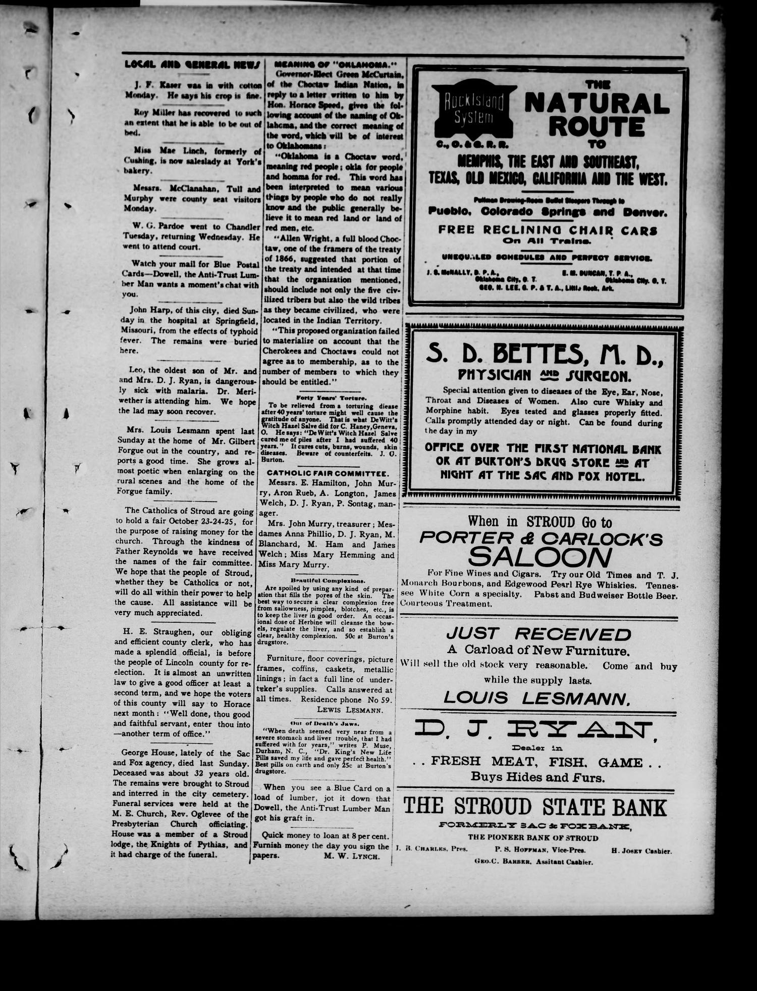 The Stroud Star. (Stroud, Okla.), Vol. 5, No. 33, Ed. 1 Friday, October 17, 1902
                                                
                                                    [Sequence #]: 5 of 16
                                                