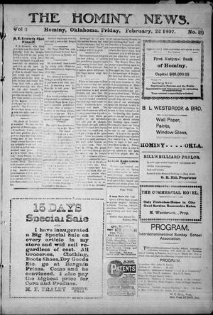 The Hominy News. (Hominy, Okla.), Vol. 2, No. 30, Ed. 1 Friday, February 22, 1907