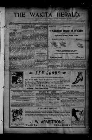 Primary view of object titled 'The Wakita Herald. (Wakita, Okla.), Vol. 11, No. 5, Ed. 1 Friday, August 2, 1907'.