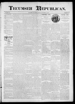 Primary view of object titled 'Tecumseh Republican. (Tecumseh, Okla.), Vol. 7, No. 43, Ed. 1 Friday, November 11, 1898'.