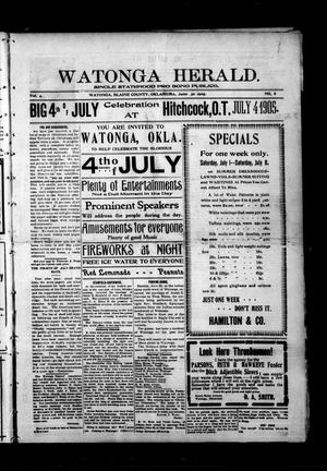 Watonga Herald. (Watonga, Okla.), Vol. 4, No. 6, Ed. 1 Friday, June 30, 1905