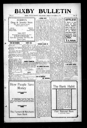 Bixby Bulletin (Bixby, Okla.), Vol. 10, No. 33, Ed. 1 Friday, October 16, 1914