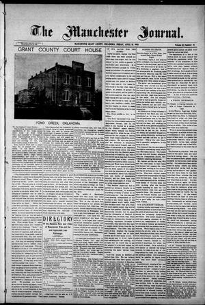 Primary view of object titled 'The Manchester Journal. (Manchester, Okla.), Vol. 15, No. 45, Ed. 1 Friday, April 10, 1908'.