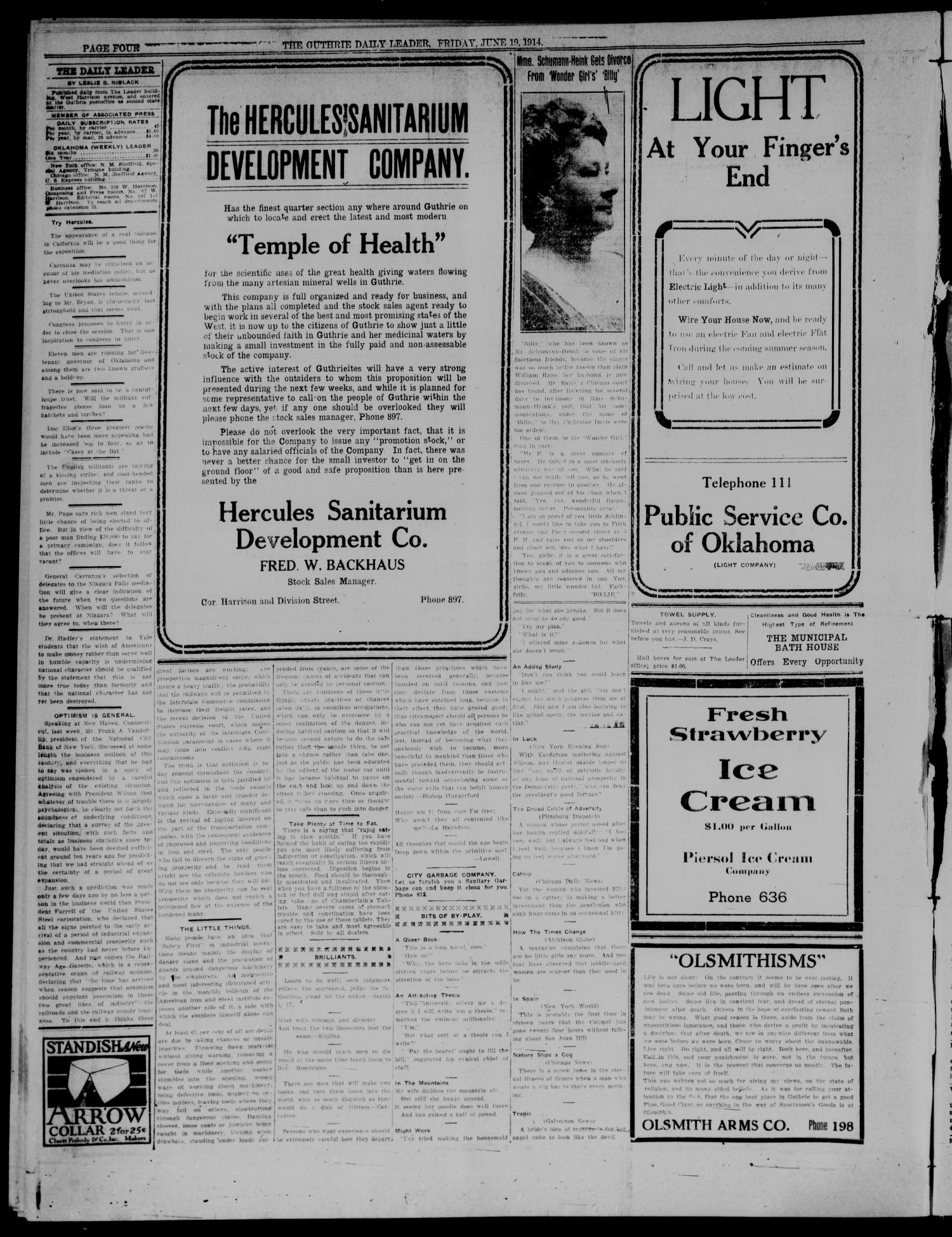 The Guthrie Daily Leader (Guthrie, Okla.), Vol. 47, No. 137, Ed. 1 Friday, June 19, 1914
                                                
                                                    [Sequence #]: 4 of 6
                                                