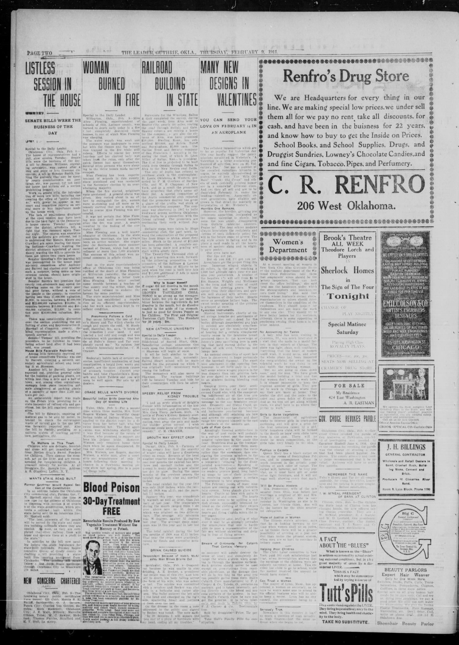 The Guthrie Daily Leader. (Guthrie, Okla.), Vol. 36, No. 50, Ed. 1 Thursday, February 9, 1911
                                                
                                                    [Sequence #]: 2 of 8
                                                