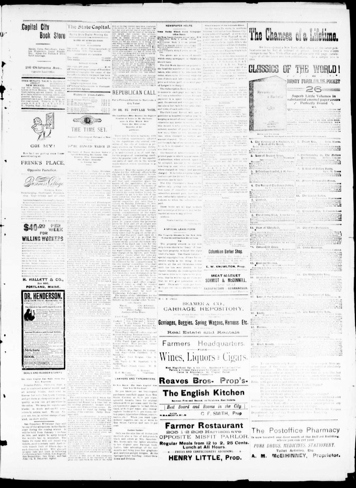 The Daily Oklahoma State Capital. (Guthrie, Okla.), Vol. 5, No. 260, Ed. 1, Monday, February 26, 1894
                                                
                                                    [Sequence #]: 3 of 4
                                                