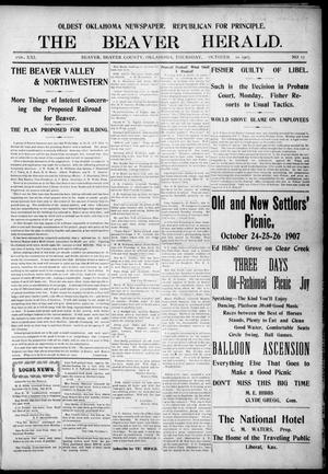 The Beaver Herald. (Beaver, Okla.), Vol. 21, No. 17, Ed. 1, Thursday, October 10, 1907