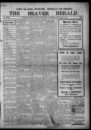 Primary view of object titled 'The Beaver Herald. (Beaver, Okla.), Vol. 23, No. 13, Ed. 1, Thursday, September 9, 1909'.