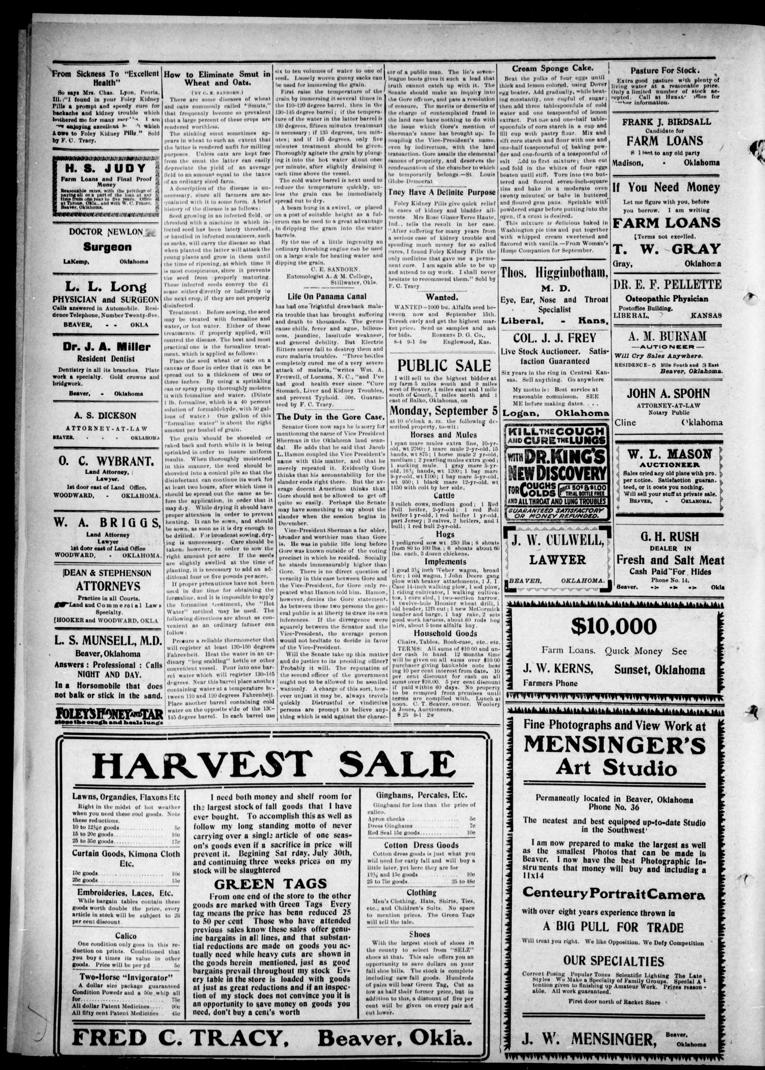 The Beaver Herald. (Beaver, Okla.), Vol. 24, No. 11, Ed. 1, Thursday, August 25, 1910
                                                
                                                    [Sequence #]: 4 of 8
                                                