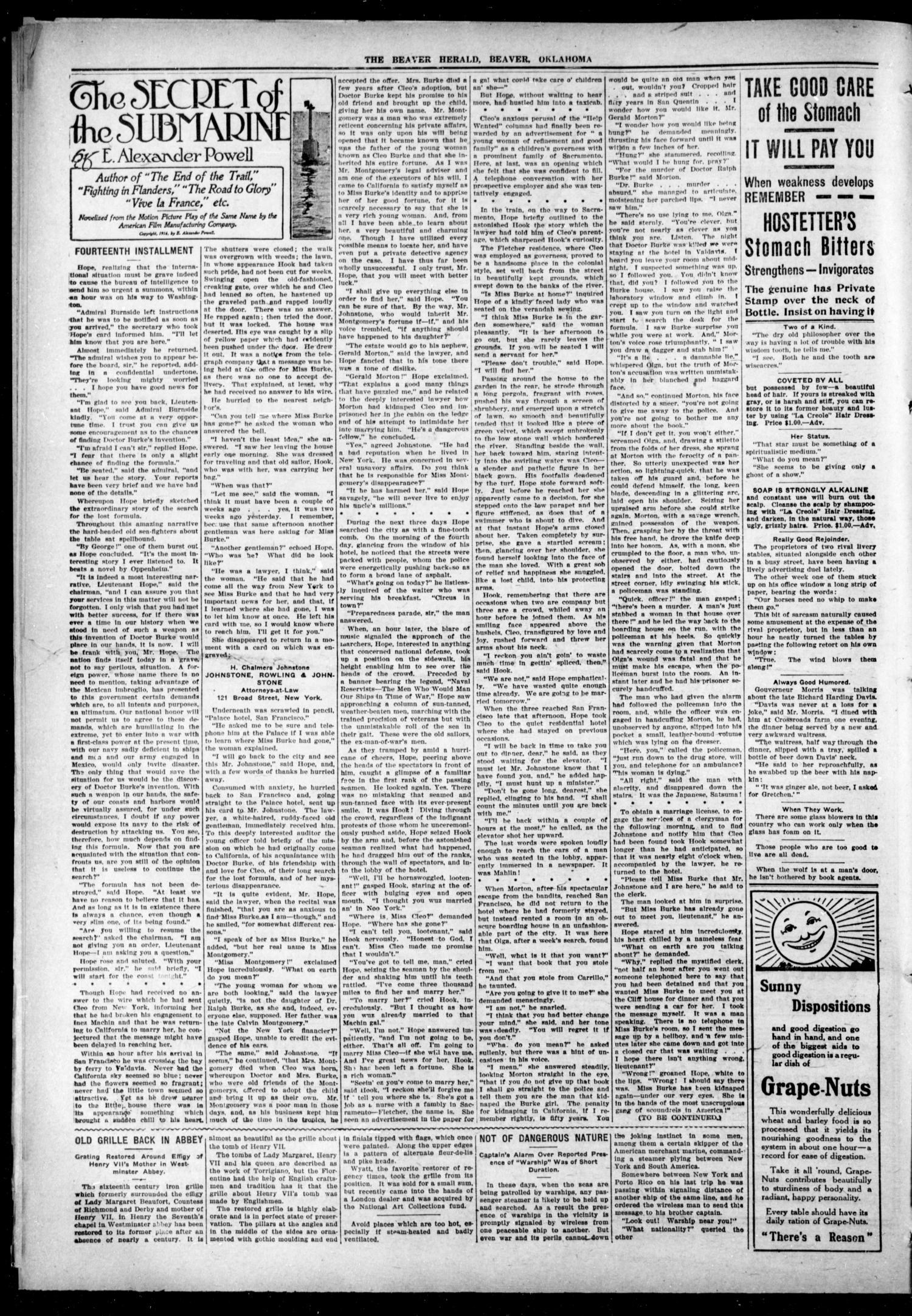 The Beaver Herald (Beaver, Okla.), Vol. 30, No. 24, Ed. 1, Thursday, November 16, 1916
                                                
                                                    [Sequence #]: 2 of 12
                                                