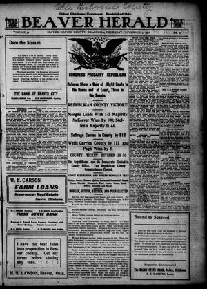 Primary view of object titled 'Beaver Herald (Beaver, Okla.), Vol. 32, No. 23, Ed. 1, Thursday, November 7, 1918'.
