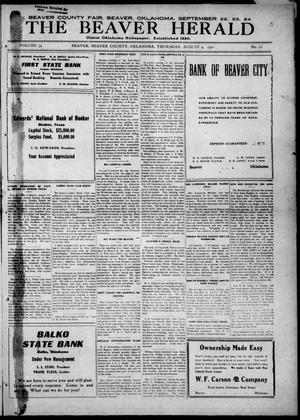 The Beaver Herald (Beaver, Okla.), Vol. 34, No. 10, Ed. 1, Thursday, August 4, 1921