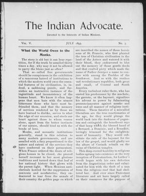 The Indian Advocate. (Sacred Heart Mission, Okla. Terr.), Vol. 5, No. 3, Ed. 1, Saturday, July 1, 1893