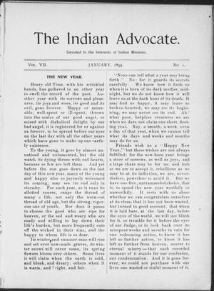 The Indian Advocate. (Sacred Heart Mission, Okla. Terr.), Vol. 7, No. 1, Ed. 1, Tuesday, January 1, 1895