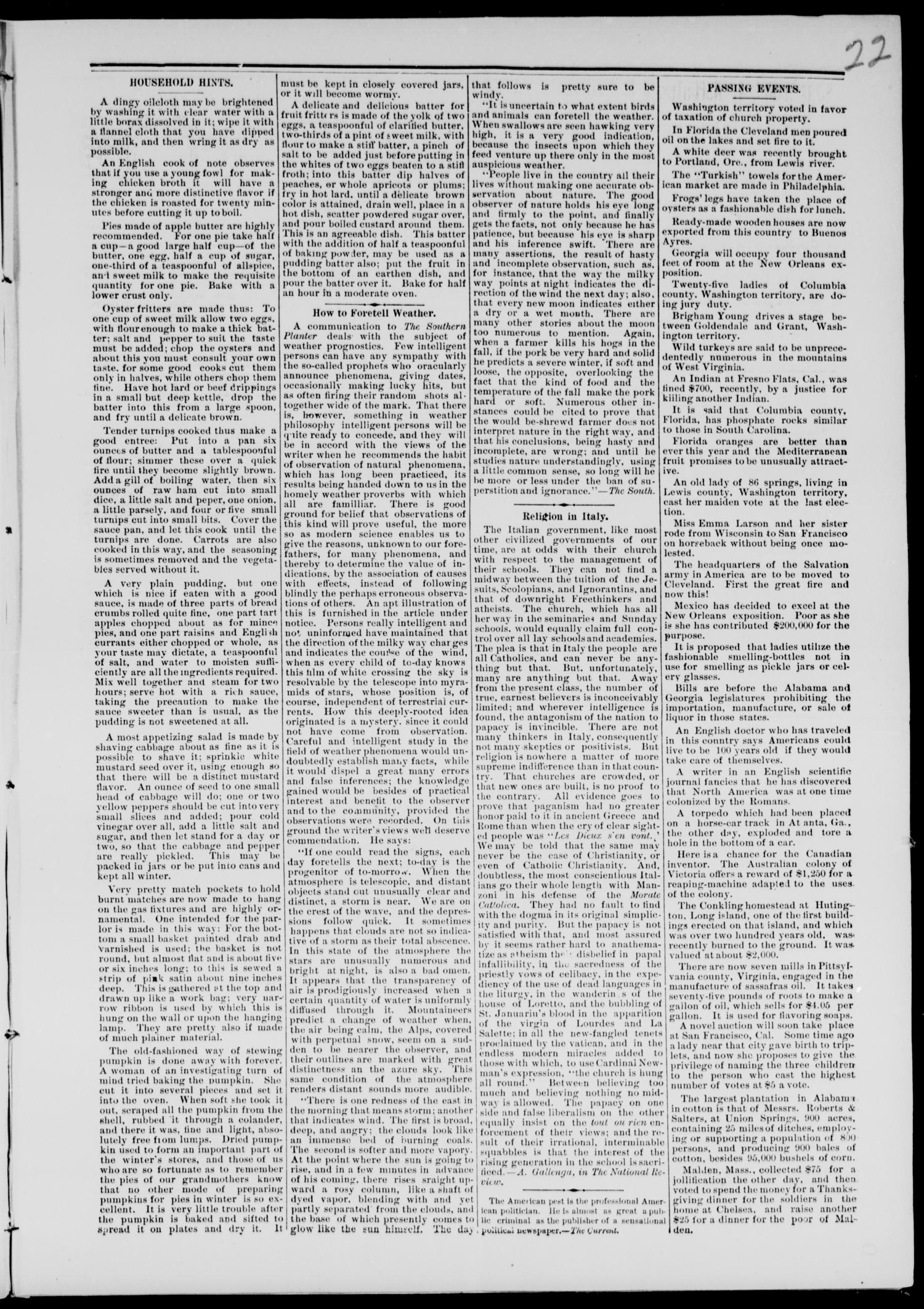 Cheyenne Transporter. (Darlington, Indian Terr.), Vol. 6, No. 5, Ed. 1, Monday, December 15, 1884
                                                
                                                    [Sequence #]: 3 of 10
                                                
