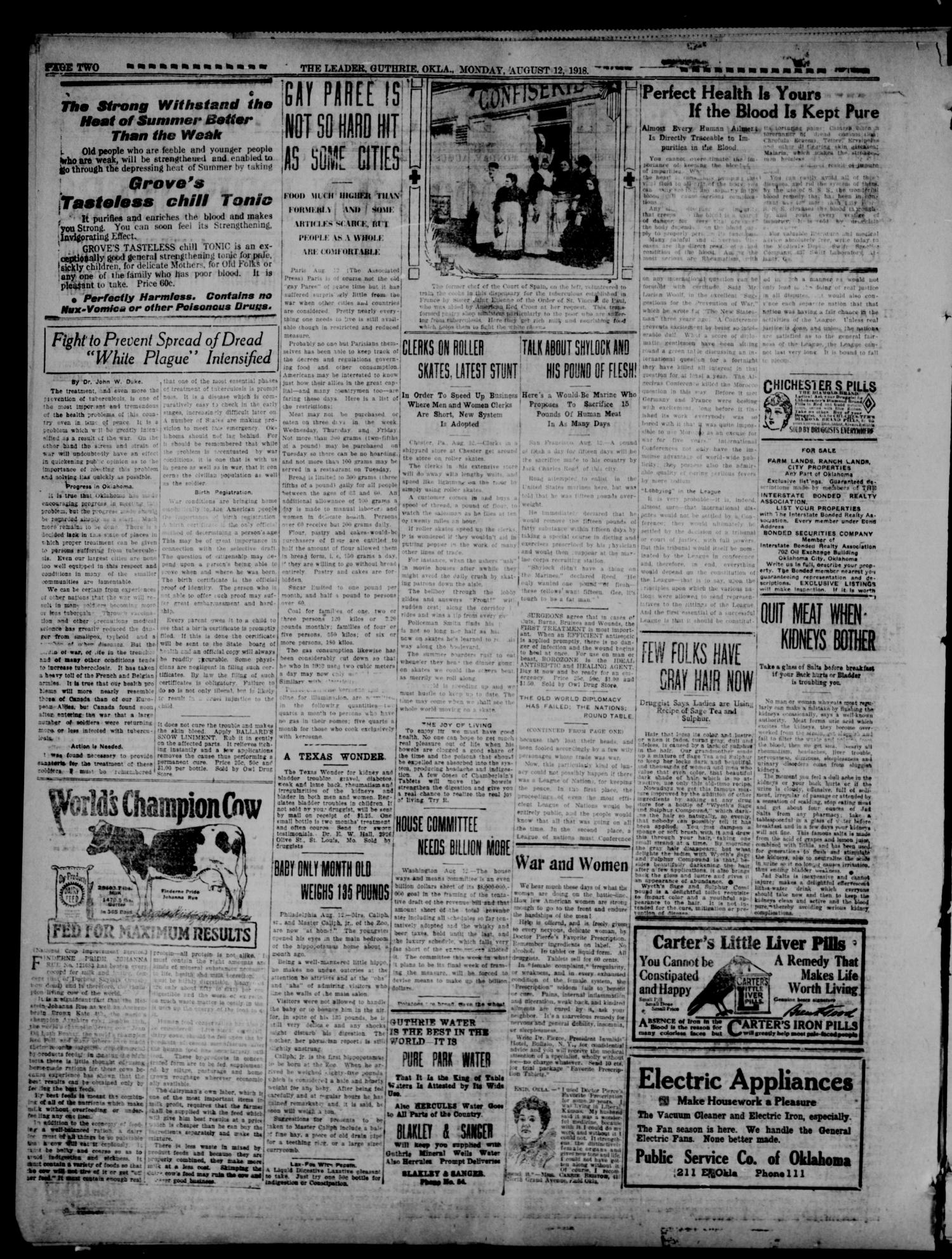 The Guthrie Daily Leader. (Guthrie, Okla.), Vol. 52, No. 7, Ed. 1 Monday, August 12, 1918
                                                
                                                    [Sequence #]: 2 of 8
                                                