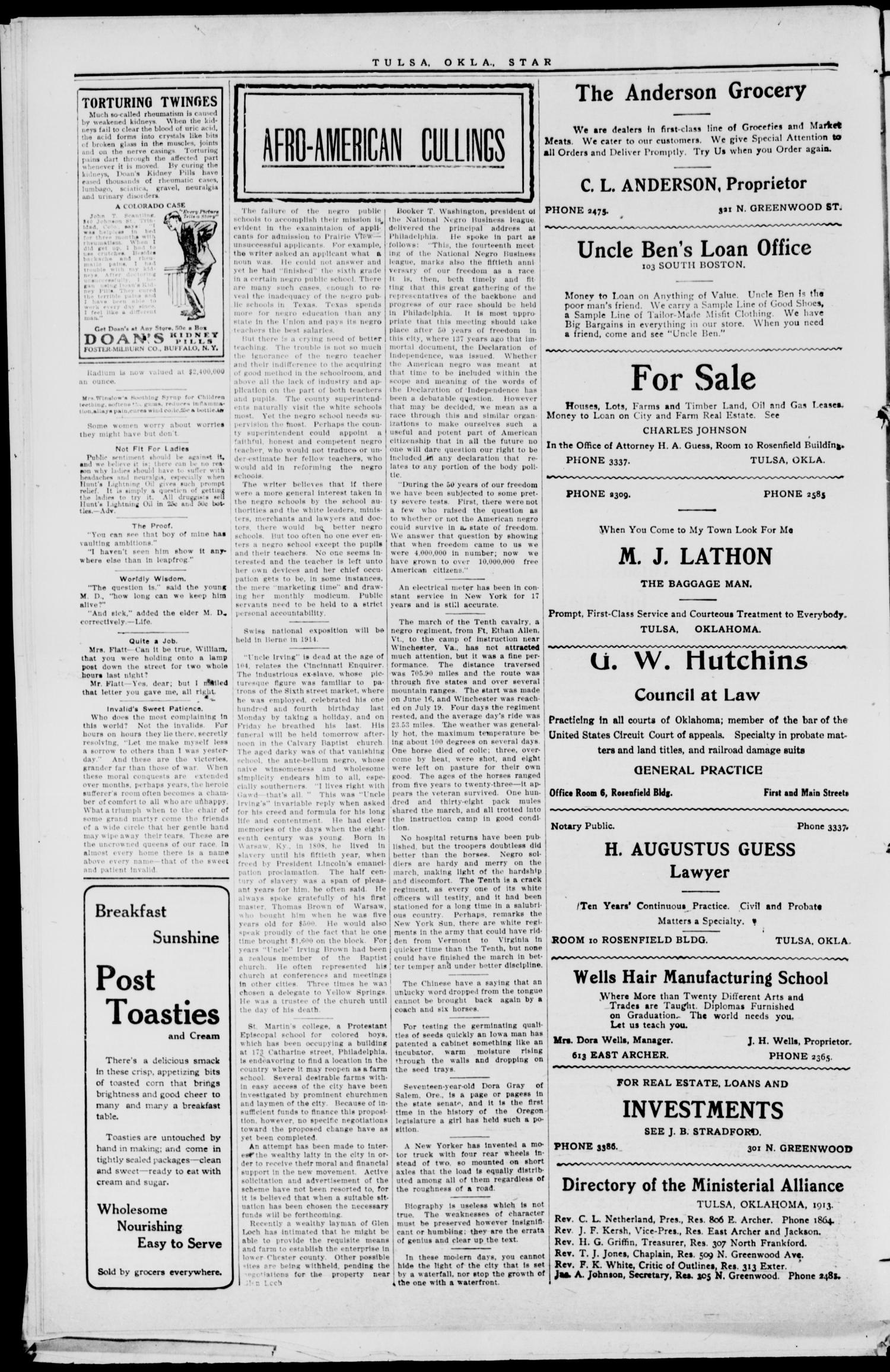The Tulsa Star (Tulsa, Okla.), Vol. 1, No. 51, Ed. 1, Saturday, October 25, 1913
                                                
                                                    [Sequence #]: 2 of 8
                                                