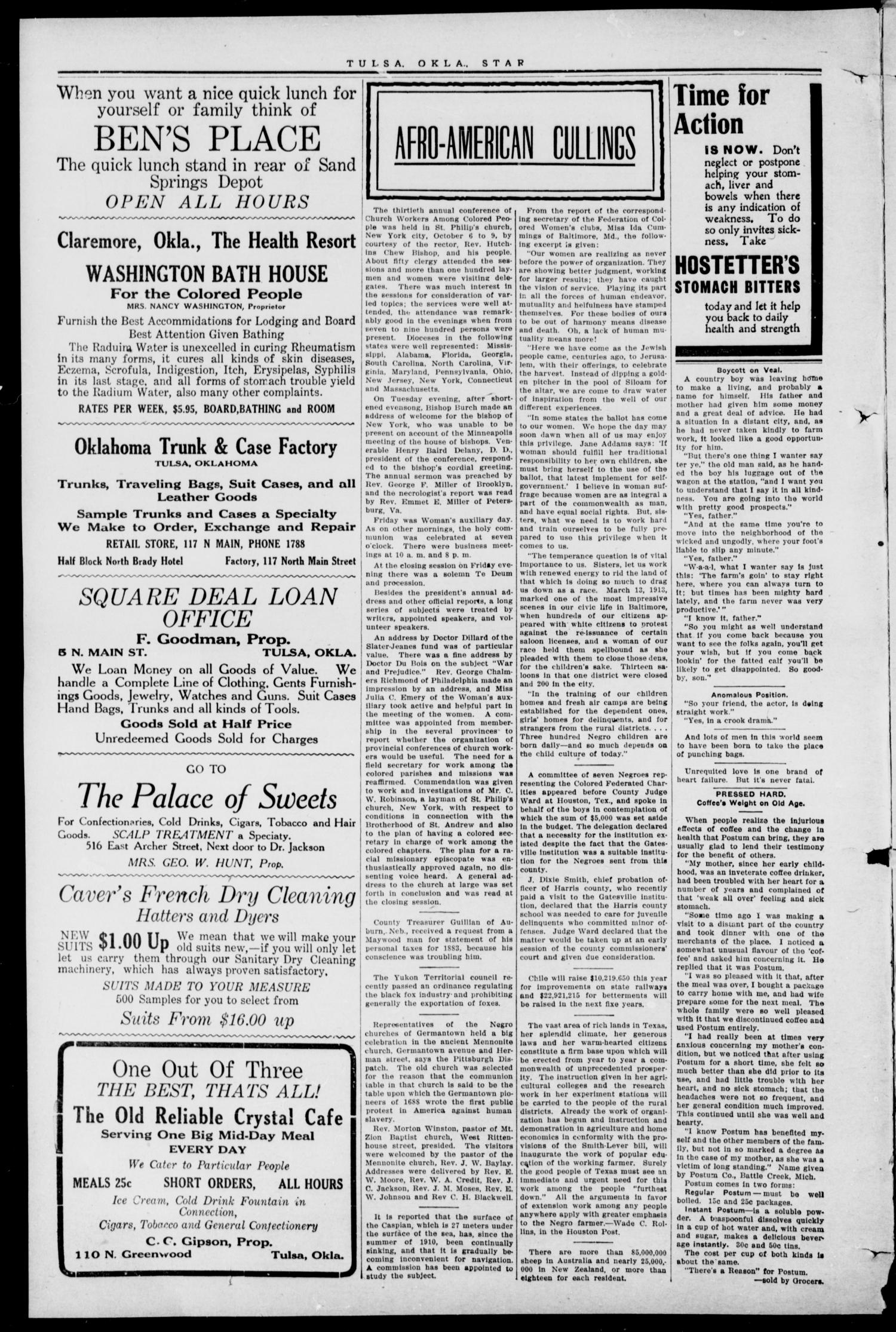 The Tulsa Star (Tulsa, Okla.), Vol. 3, No. 1, Ed. 1, Saturday, November 7, 1914
                                                
                                                    [Sequence #]: 2 of 8
                                                
