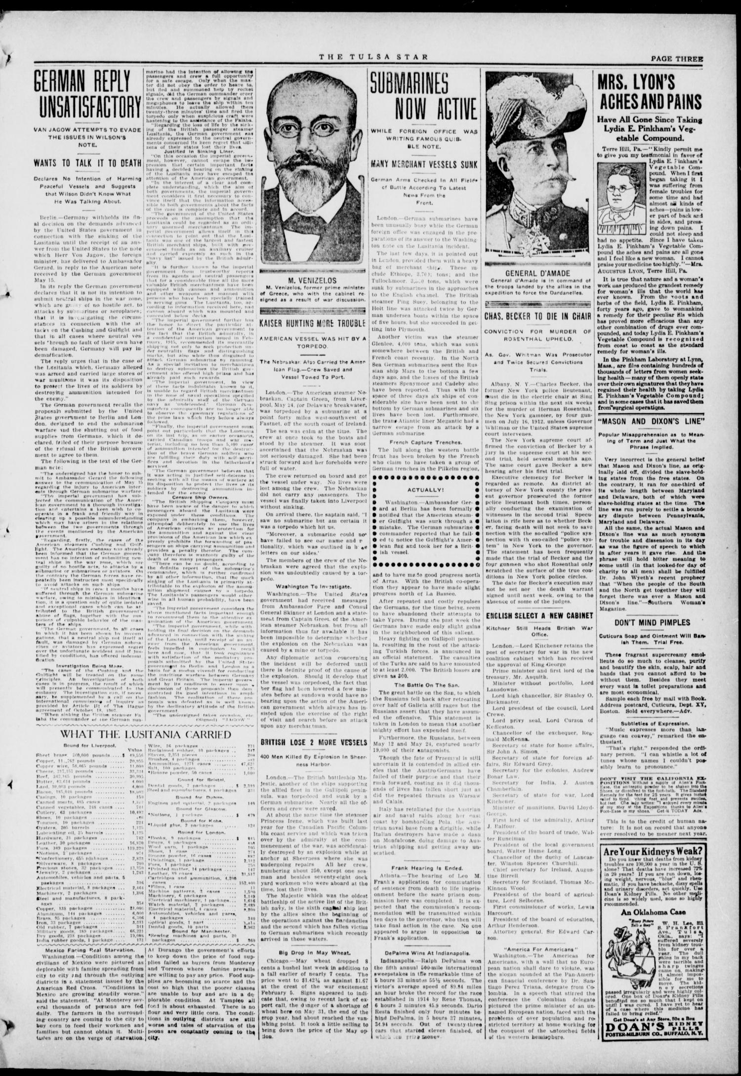 The Tulsa Star (Tulsa, Okla.), Vol. 3, No. 29, Ed. 1, Saturday, June 5, 1915
                                                
                                                    [Sequence #]: 3 of 8
                                                