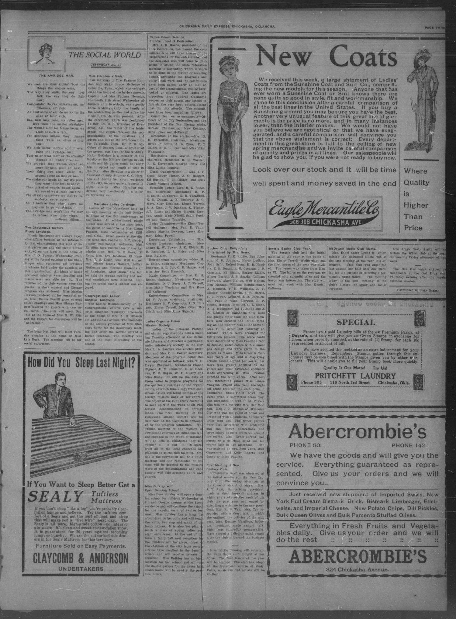 Chickasha Daily Express. (Chickasha, Okla.), Vol. 12, No. 233, Ed. 1 Saturday, October 7, 1911
                                                
                                                    [Sequence #]: 3 of 8
                                                