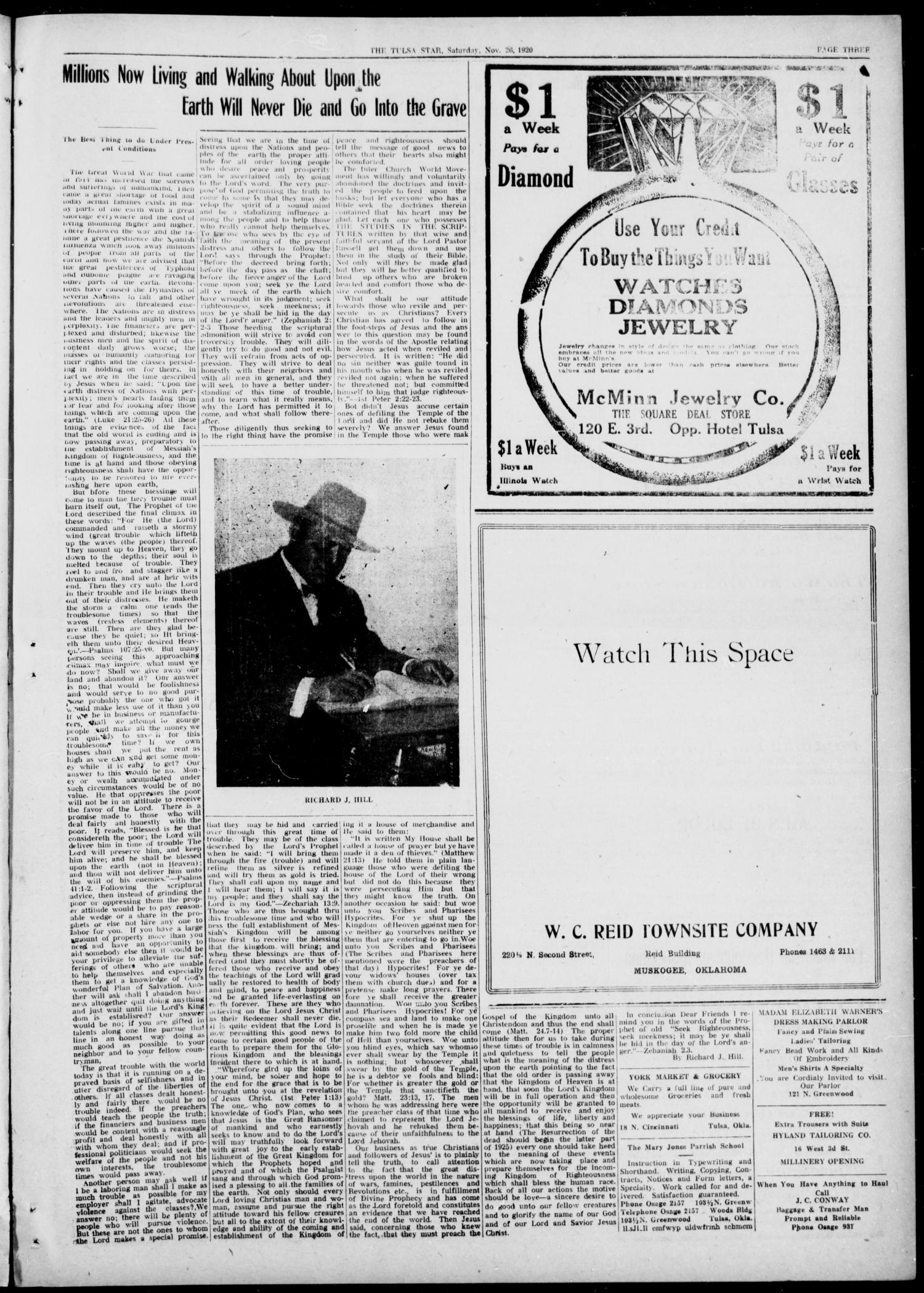 The Tulsa Star (Tulsa, Okla.), Vol. 10, No. 43, Ed. 1, Saturday, November 27, 1920
                                                
                                                    [Sequence #]: 3 of 8
                                                