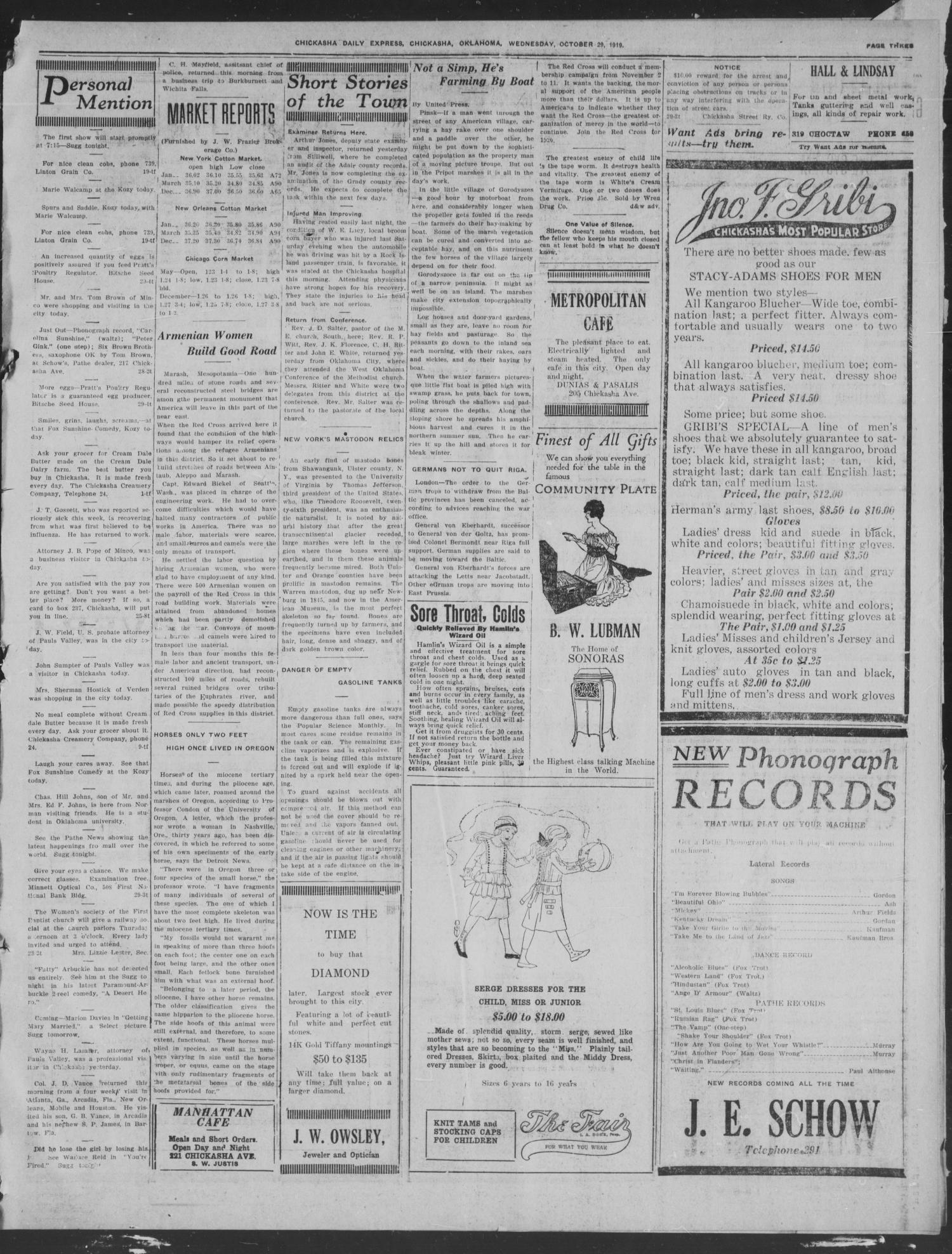 Chickasha Daily Express (Chickasha, Okla.), Vol. 20, No. 257, Ed. 1 Wednesday, October 29, 1919
                                                
                                                    [Sequence #]: 3 of 8
                                                