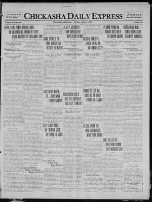 Primary view of object titled 'Chickasha Daily Express (Chickasha, Okla.), Vol. 21, No. 80, Ed. 1 Friday, April 2, 1920'.