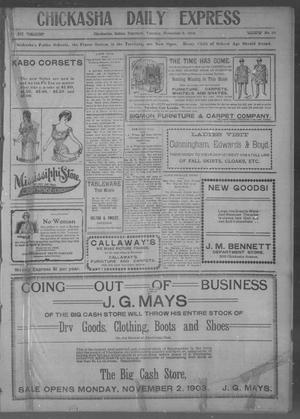Chickasha Daily Express. (Chickasha, Indian Terr.), Vol. 12, No. 161, Ed. 1 Tuesday, November 3, 1903