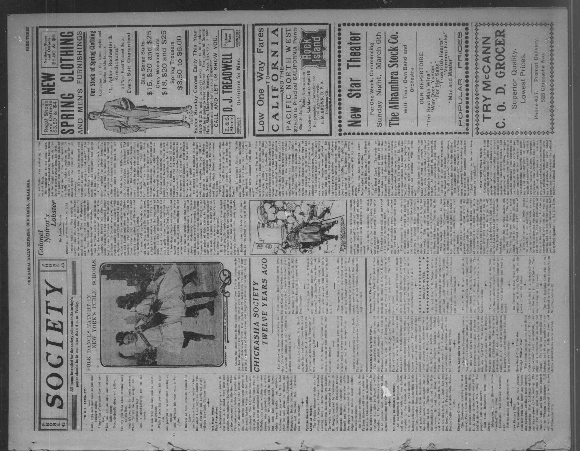 Chickasha Daily Express. (Chickasha, Okla.), Vol. 11, No. 55, Ed. 1 Saturday, March 5, 1910
                                                
                                                    [Sequence #]: 3 of 8
                                                